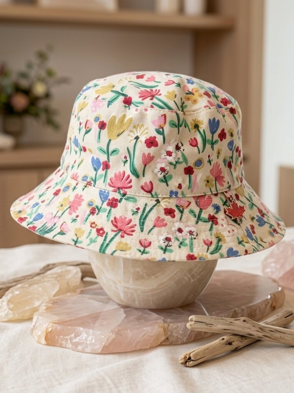 Cottagecore Wildflower Floral Print Toddler Kids Bucket Sun Hat Summer